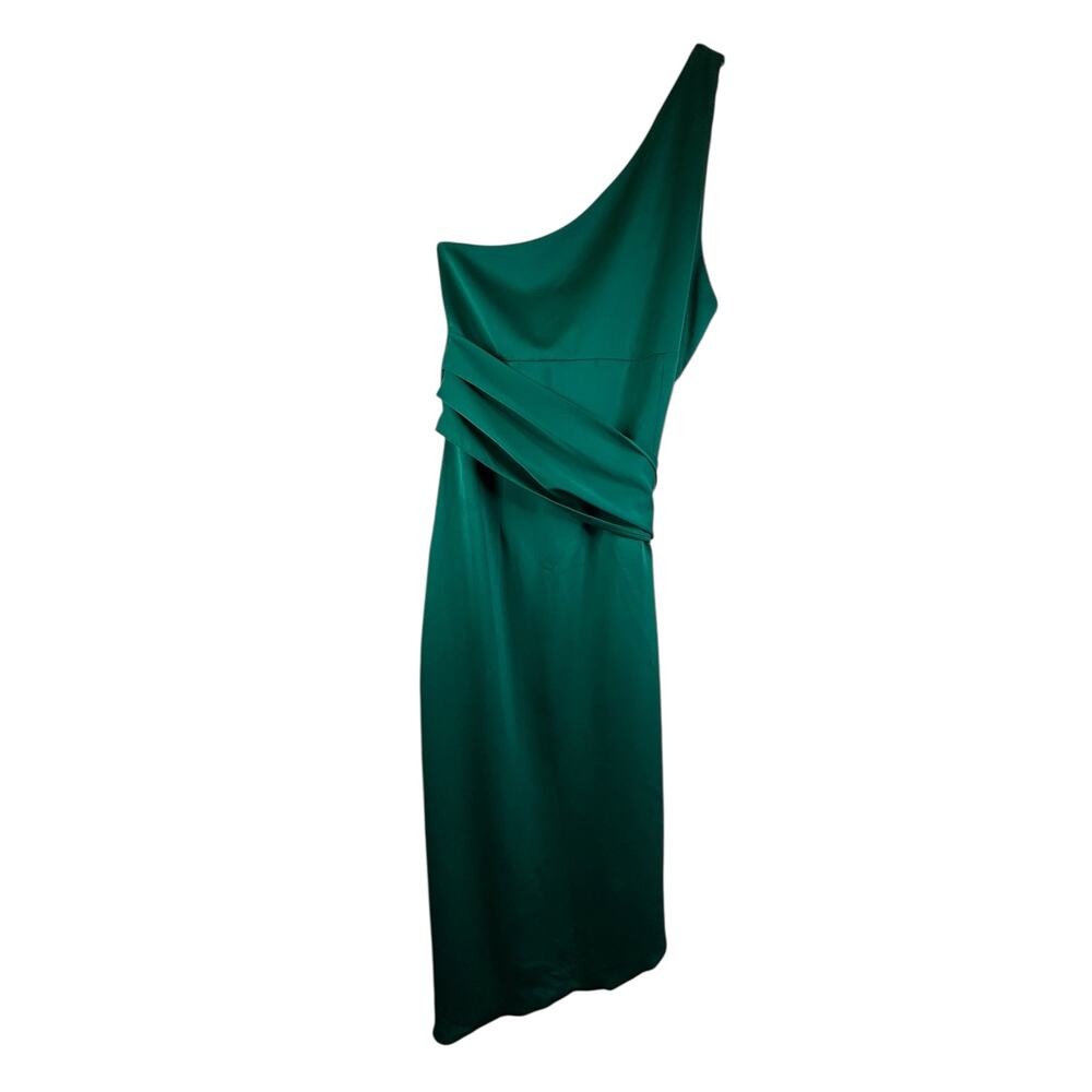 Green Satin One Shoulder  Karlie Dress - Size L - Picture 2 of 9